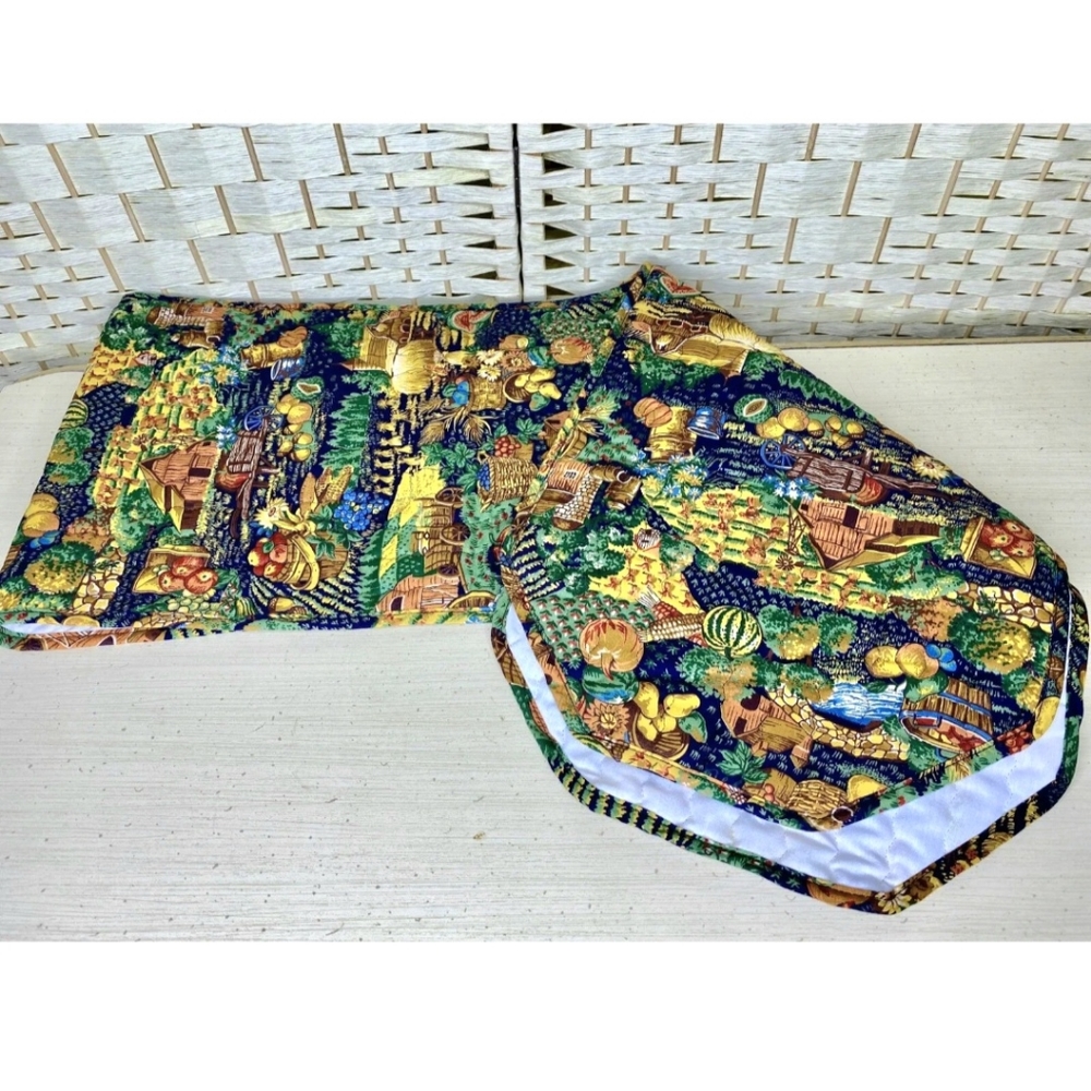 Vtg 90s Handmade Fall Harvest Quilted Table Runner 68" x 12.5"